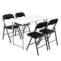 Elevon Folding Table Set with 4 Black Folding Chairs,4 Feet Heavy Duty Fold-in-Half Utility Table Sets for Picnic, Event, Training, Outdoor Activities, at Home and Commercial Use - size: 4 feet, style: With 4 Black Chair