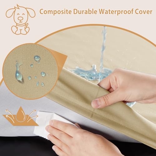 BFPETHOME Outdoor Dog Bed for Large Dogs, Waterproof, Orthopedic with Removable Washable Cover, Egg Crate Foam Mat (36 x 27in, Beige) - color: Beige, size: 36.0"l X 27.0"w X 3.0"th