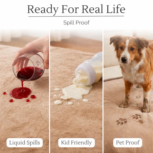 Waterproof Blanket for Bed Intimacy (80"x 60" Queen Size) Reversible Fleece | Sherpa, Love Blanket, Water Proof TPU Stain Proof Couch Furniture Mattress Winter Large Dog Bed Cover - Beige - color: Beige, size: 80 x 60 inch