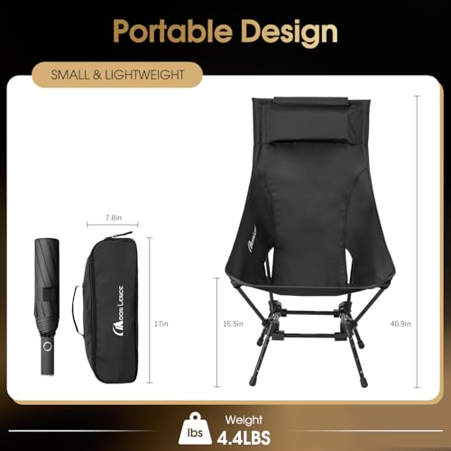 MOON LENCE Portable Camping Chairs for Adults, Adjustable Oversize Beach Chair Lawn Chair with High Back - Large Capacity, Heavy Duty (New Black) - color: New Black 1 Pack