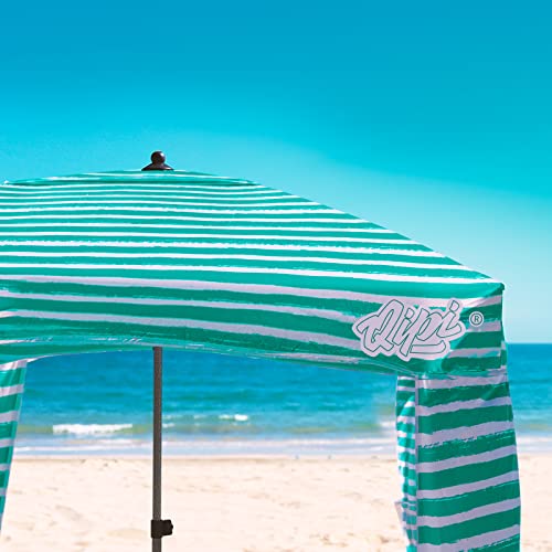 Qipi Beach Cabanas for Sand, Beach Canopy with Sandbags & Side Wall for Family, Easy Set Up Sun Shelter, UPF 50+ UV Protection with Roof Vent - color: 6' x 6' Jervis Bay
