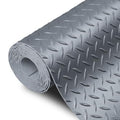 SEAL 4 x 8 Ft Premium Garage Floor Mat, Solid 2.8mm Thick Lay-Flat Gray Commercial Grade Heavy Duty Parking Mat for Garage Floor, Golf Cart, Water/Stain Resistant Runner (Embossed Diamond Plate) - size: 4 x 8 Feet