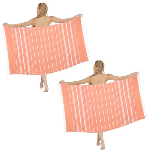 Beach Towel 2 Pack,Sand Free Beach Towels Oversized 39 x 72,Turkish Beach Towel Quick Dry Towel,Lightweight Pool Towels for Adults Travel Towel,Cool Beach Essentials Super Absorbent Towels - color: 2 Pack 0range