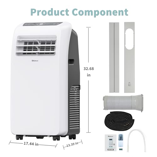 Shinco 10,000 BTU Portable Air Conditioner - 3-in-1 Cool/Dehumidifier/Fan for Rooms Up to 400 sq.ft, Remote Control & 24H Timer, Compact AC Unit for Bedroom/Office - color: SPF2-White-Standard, size: 10000 BTU