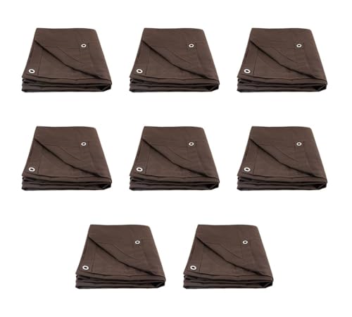 Mytee Products (8 Pack) 6' x 8' Dark Brown Canvas Tarp 12oz - Water Resistant & Breathable - Heavy Duty Tarps - Multipurpose Tarpaulin Cover for Camping Tent - color: Dark Brown (8 Pcs), size: 6' x 8'