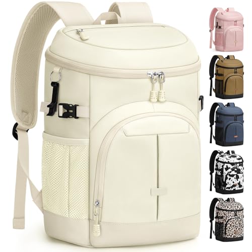 Pritent Cooler Backpack for Men Women Insulated Waterproof Backpack Cooler Leak Proof Cooler Bag Lightweight Lunch Backpack for Camping Beach Travel Picnic - color: Beige, size: 45 Cans