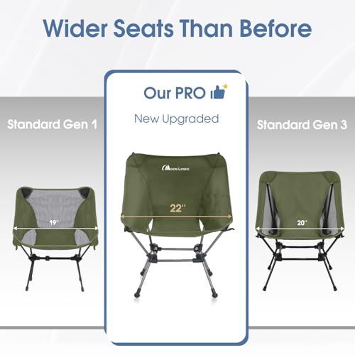 MOON LENCE Portable Camping Chair Plus, Larger & Roomier, Compact and Lightweight Still, Folding Chair for Backpacking & Hiking, 330Lbs Capacity (Moss Green-2pack) - color: Moss Green-2pack