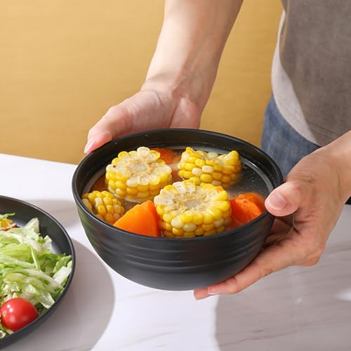 Unbreakable Wheat Straw Cereal Bowls Set of 6, 24 oz Microwave and Dishwasher Safe Lightweight Soup and Salad Bowl Sets, Reusable Dessert Bowls for Rice, Pasta, Snack, Fruit, BPA Free (Black) - color: 6 Black