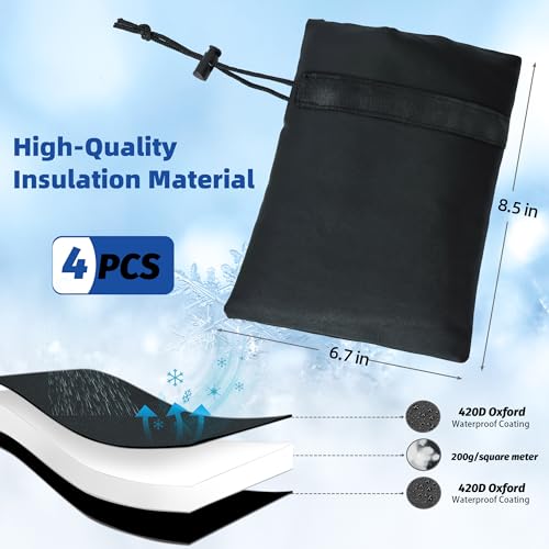 Outdoor Faucet Covers for Winter Freeze Protection 4 Pack Reusable Garden Faucet Cover Socks for Various Faucet Water Spigot Pipe Hose Bib,Waterproof Insulated Anti-Freeze Covers-Drawstring - style: Drawstring