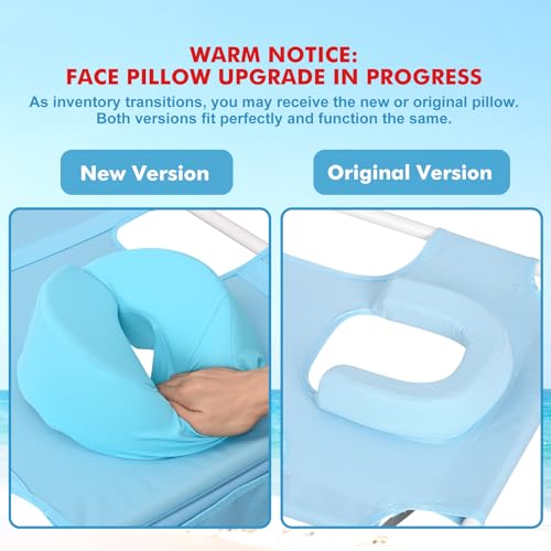 3 in 1 Women Comfort Backpack Beach Tanning Lounge Chair with Cushion Face Hole Softer Padded Adjustable Washable, Folding Layout Sun Chair for Adults Outside Reading Sunbathing Poolside, 6 Position - color: Light Blue / 1 Pack