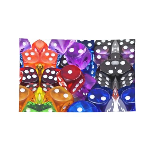 Games Dice Set Print Garden Banner 3x5 Ft Polyester Decorative Flag For Outdoor Yard, Party, Event Decoration With Grommets & Hanging Hardware