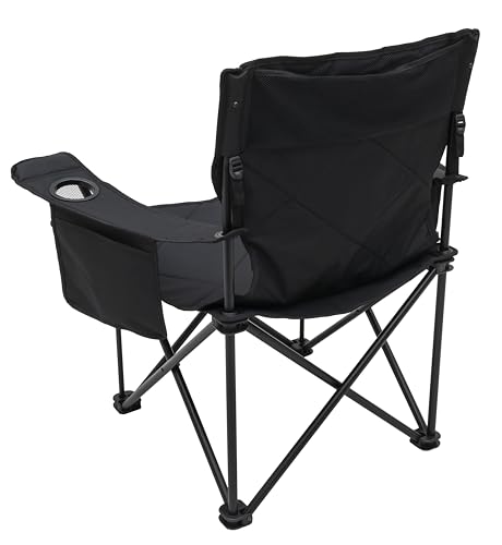 ALPS Mountaineering King Kong Camping Chairs for Adults with Mesh Cup Holders and Pockets, Built Durable and Reliable with Compact Foldable Steel Frame - color: Black