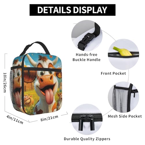 Cow Lunch Box for Women Kids Girls Men Insulated Lunch Bag Lunchbox Adults Lunch Tote Bags Reusable Cooler for Work Office School Picnic Travel - color: Cow01