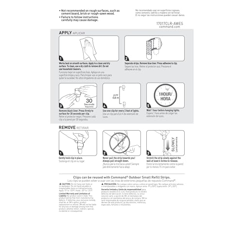 Command Outdoor Light Clips, 20 Clear Clips and 24 Command Strips, Damage-Free Hanging Outdoor Light Clips with Weather Resistant Strips, Wall Clip for Hanging Outdoor Lights and Cable Management - size: 20 Clips (Pack of 3)