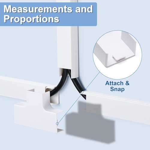 126in Cord Hider Kit, Cord Covers for Wires on Wall, Cable Hider Cord Organizer, Wire Hiders for TV on Wall, Cord Concealer, Cable Cover Wall Wire Management, 8 X L15.7 W1.18 H0.6in, White - size: 126in L×1.18in W×0.6in H