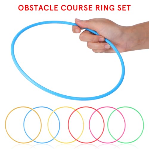 Kisangel 12 Pcs Plastic Tossing Rings Obstacle Course Ring Set Tossing Rings Carnival for Party Birthday Outdoor Games and Agility Practice