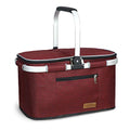 LIQING 35L Large Picnic Basket 2 Layers of Internal Pockets Leak-Proof and Insulated ，Folding with Internal Support for enhansed Stability, Wedding Gifts for Couple(Wine red) - color: Wine Red