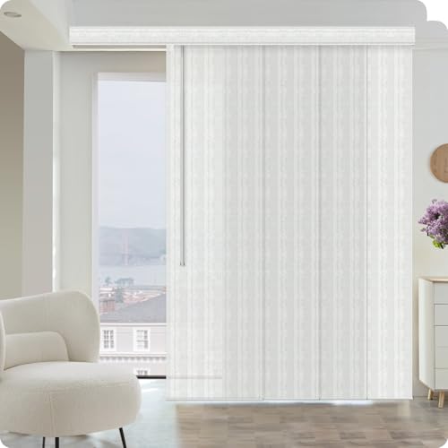 Graywind Manual Sliding Panels Natural Woven Panel Track Blinds Wand Control Window Blinds for Patio Sliding Glass Door Large Windows Width Up to 153", Custom Size (Cotton) - color: Natural Cotton