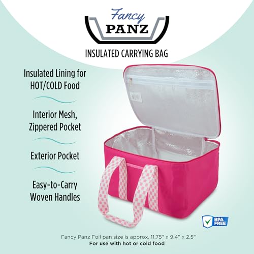 Fancy Panz - Pink Insulated Casserole Carrier Bag - Insulated Thermal Bags for Hot & Cold Food Holds 2 Standard Size Fancy Panz - 2 Pockets - Food Container - Hosting Essentials - color: Pink