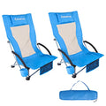 KingCamp Folding Beach Tall Sling Chair Set of 2, Compact Beach Chair with Armrests and Breathable Mesh Back Portable, 2 Set, Blue - color: High Blue 2