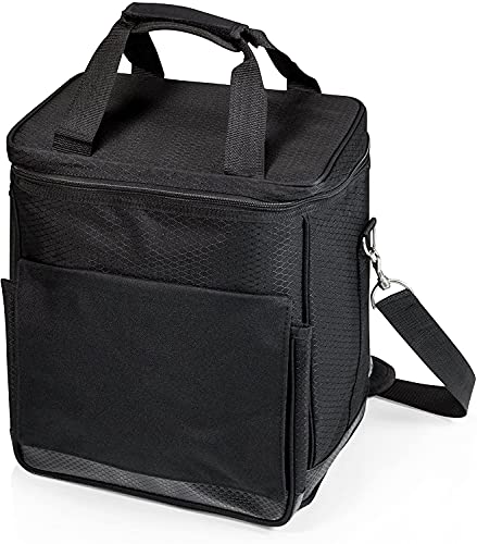 Picnic TIME Cellar 6-Bottle Wine Carrier & Cooler Tote, Insulated Padded Wine Cooler Bag for Travel, Portable Water-Resistant Wine Bag, (Black with Gray Accents) - style: Wine Carrier