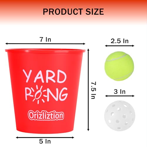 Giant Yard Pong Outdoor Game for Adults & Family, Yard Toss Throwing Game for Beach, Camping Party, Lawn Yard Game with 12 Premium Buckets & 4 Balls, Portable Durable Carry Bag