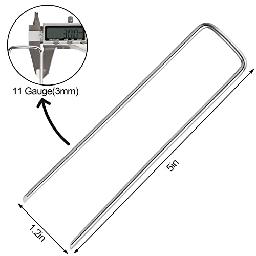 Oligei 100 Pack Garden Stakes, U-Shaped Tent Stakes, Galvanized Landscape Staples, Ground Stakes, for Landscaping Securing Weed Barrier Fabric, Irrigation Tubing, Holding Fence, Tarpaulin - size: 100 Pack