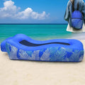Inflatable Lounger Sofa Bed Blue Leaf Print 210T Tear Protective Nylon with Breathable Mesh Safety Buckle Windproof Nails for Beach Camping Outdoor