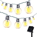 Afirst Solar Outdoor String Lights 15FT with 15 LED Bulbs Waterproof Christmas Lights for Garden Patio (Silver) - color: Silver