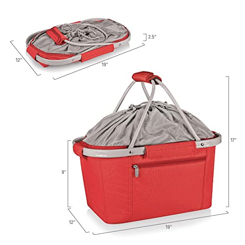 PICNIC TIME NCAA Ohio State Buckeyes Metro Shopping Basket - Insulated Picnic Basket - Collapsible Market Basket - Utility Tote Cooler Bag