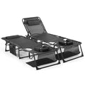 Unovivy Tanning Chairs with Face Hole Set of 2, Teslin Folding Outdoor Lounge Chair with 5-Position Reclining Back for Sunbathing, Pool, Patio, Camping - color: Black