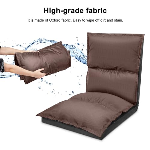 XK Foldable Camping Floor Lounge Padded Chair Couch for Outdoor Travel - color: Brown