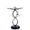 FOMANSH Countertop Wine Glass Holder - Freestanding Tabletop Stemware Storage Rack Metal Glasses Display Rack Black with 6 Hooks - color: Black-Double 8