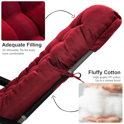 ERWUDEling Patio Lounge Chair Cushion, Waterproof Lounge Chair Cushion, Thickened 67 x 19 x 4 Inch Zero Gravity Chair Cushion for Outdoor Indoor Furniture, Home and Office, Wine red (Only Cushion) - color: Wine Red, size: 67x19x4 inch