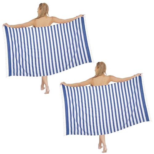 Beach Towel 2 Pack,Sand Free Beach Towels Oversized 39 x 72,Turkish Beach Towel Quick Dry Towel,Lightweight Pool Towels for Adults Travel Towel,Cool Beach Accessories Super Absorbent Towels - color: 2 Pack Big Blue Stripes