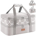 Lifewit Insulated Double Decker Casserole Carrier, Expandable Lasagna Lugger Tote Bag for Hot or Cold Food, Fits 9" x 13" Baking Dish for Potluck Parties, Picnic and Cookouts, Grey-Geometric - color: Grey-geometric