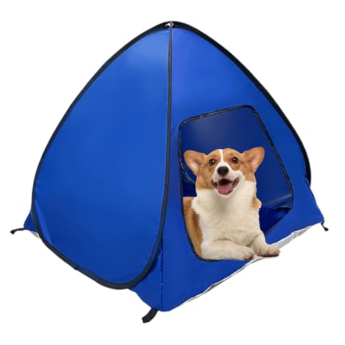 Dog Tent Shelter, Foldable Pet House, Waterproof Shade Canopy, 15.76x14.58x16.94 Inches Portable Structure, Outdoor Protection for Backyard, Garden, Patio, Picnics, Camping, Travel Use - color: Blue L
