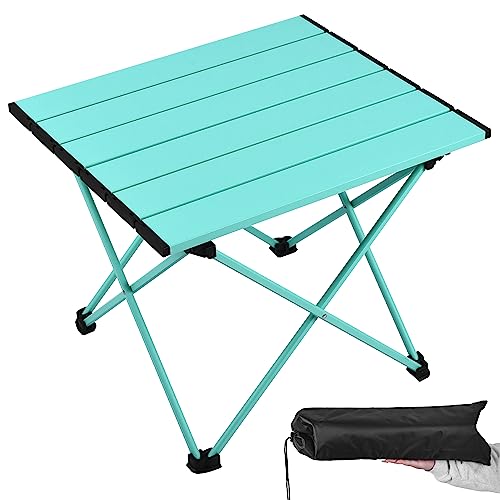 Grope Portable Camping Table with Aluminum Table Top, Folding Beach Table Easy to Carry, Prefect for Outdoor, Picnic, BBQ, Cooking, Festival, Beach, Home (Sky Blue-M) - color: Sky Blue, size: Medium