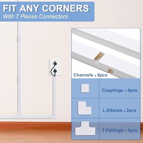 94.5in Cord Hider Kit, Cord Covers for Wires on Wall, Cable Hider Cord Organizer, Wire Hiders for TV on Wall, Cord Concealer, Cable Cover Wall Wire Management, 6X L15.7 W0.96 H0.58in, White - size: 94.5in L×0.96in W×0.58in H