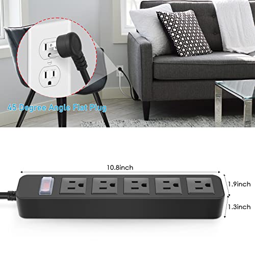 Outdoor Power Strip Waterproof with 5 Outlets, Garden Weatherproof Surge Protector, Christmas Multiple Outlet Exterior Socket for Lighting Appliances. 15FT Extension Cord Strip with Flat Plug. Black - size: 15ft, style: 5 Outlets
