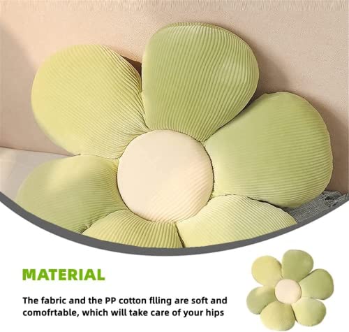 LEHU Flower Floor Pillow, Flower Shaped Seating Cushion -Cute Flowe Pillow for Girls Tweens Room Decor Floor Pillow for Reading and Lounging Comfy (Green Petals,23'') - color: Green Petals, size: 23''