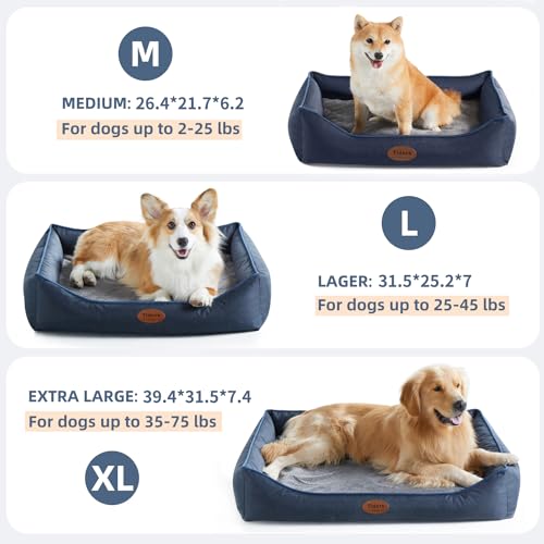 Tidore Orthopedic Dog Beds for Small Dogs, Durable Egg Crate Foam Sofa Dog Bed with Washable Removable Cover, Waterproof Lining, Pet Bed for Medium Dogs, Navy - color: Navy Blue, size: 26.4"l X 21.7"w X 6.2"th