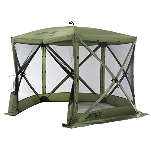 CLAM Quick-Set Pop Up Screen Tent, Venture, 9 x 9 ft, Instant Setup Green Portable Outdoor Gazebo Canopy Shelter, Compact Bug-Free Camping Tent for Backyard, Beach, Tailgating - Green - style: Green
