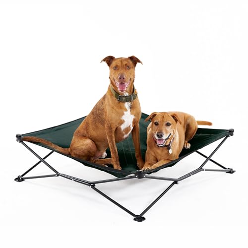 Coolaroo On-The-Go Elevated Dog Bed - Foldable Pop-Up Travel Dog Bed with Breathable, Moisture-Resistant Fabric, Carry Bag Included, Lightweight & Portable, Brunswick Green, Extra Large - color: Brunswick Green, style: King
