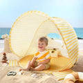 Tiny Land Baby Beach Tent – Pop Up Baby Tent with UV Protection, Portable Baby Beach Essentials, 35.4"x27.6"x31.5" Sun Shelter for Infants, Baby Summer Outdoor Use (Pastel Yellow Stripes) - color: Pastel Yellow Stripes