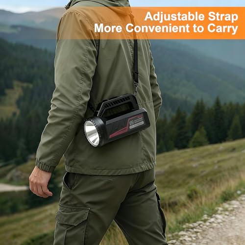 Rechargeable LED Spotlight Flashlight, Portable Camping Lantern 4800mAh, 7 Light Modes &Waterproof, Super Bright Handheld Spotlight for Hurricane Emergency, Outages, Camping, Hiking - color: Black