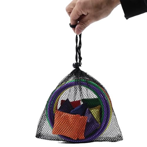 24Pcs Nylon Bean Bags Plastic Rings Game Sets for Kids Ring Toss Game Booth Carnival Garden Backyard Outdoor Games Speed Agility Training Games