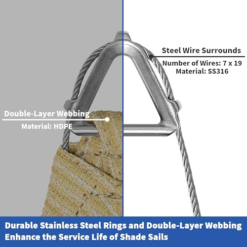 ColourTree Heavy Duty 8' x 12' Grey Sun Shade Rectangle Pro Ring Shade Sail, 260 GSM Commercial Grade UPF50 Sunshade, Reinforced Corners & Edges - 5 Years Warranty (We Make Custom Size) - size: 0 8' x 1 2'