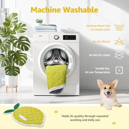 LOOBANI Dog Cooling Mat for Large Dogs 60"x40"- Cute Lemon Design Cooling Mat for Dogs (Cool & Warm Side), Dog Cooling Pad for Crate, Floor, Car, Trip, Yellow 60"x40" - color: Lemon, size: 60"x40"