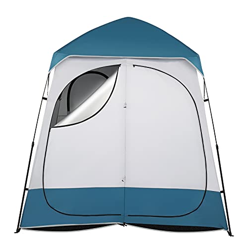 Portable Pop Up Shower Privacy Tent,Lightweight Double Toilet Shower Tents,Changing Room Dressing Tent,Waterproof Camping Shower Tents,with Carry Bag,for Picnic Beach Hiking Fishing (Blue & White) - color: Blue & White